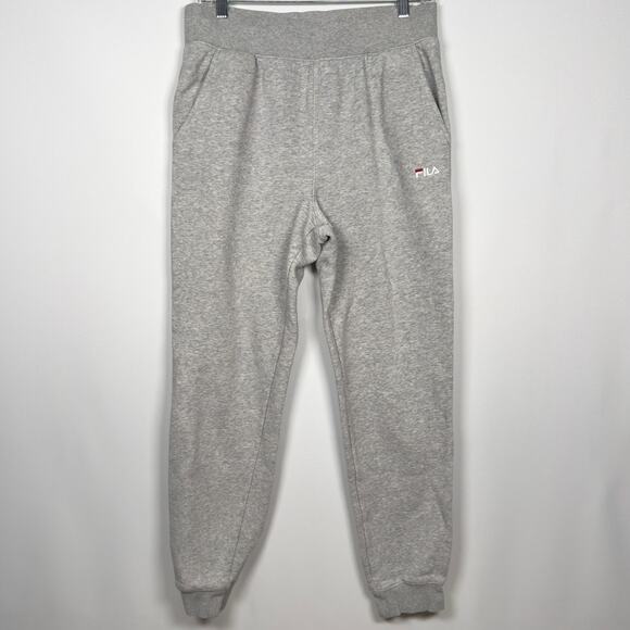 FILA Men's Jogger Sweatpants Grey Cotton Classic Logo Size M - Picture 2 of 10